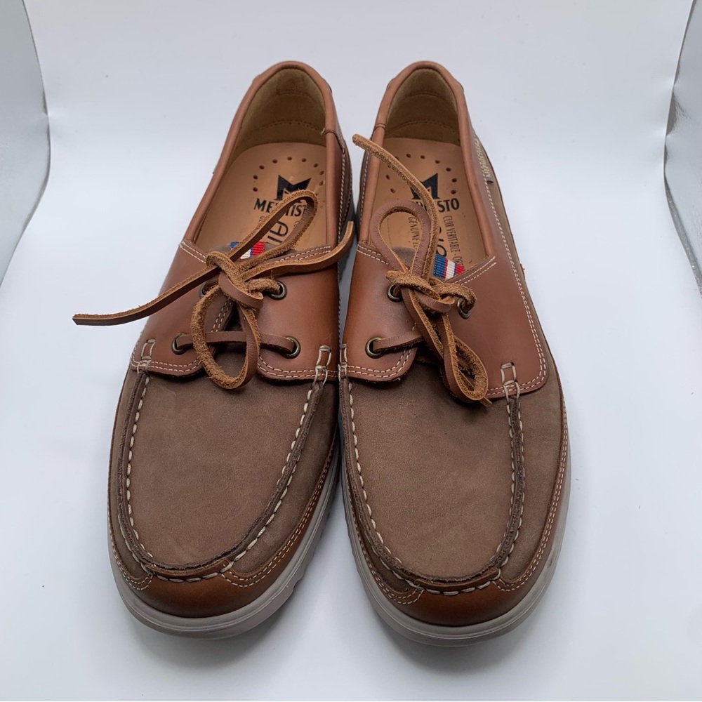 Mephisto Men's Trevis Taupe Boat Shoes SZ 7.5 loafers slip on brown leather 2490 - Picture 2 of 8